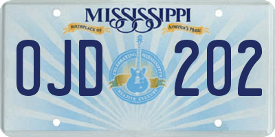 MS license plate OJD202