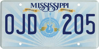 MS license plate OJD205