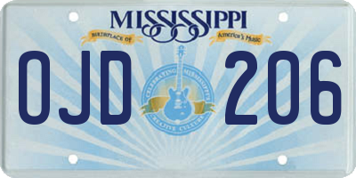 MS license plate OJD206