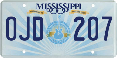 MS license plate OJD207