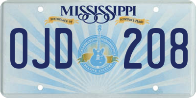 MS license plate OJD208