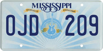 MS license plate OJD209