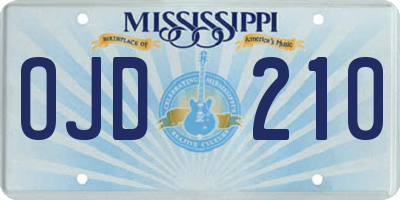 MS license plate OJD210