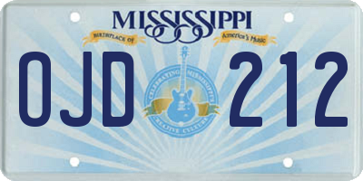 MS license plate OJD212
