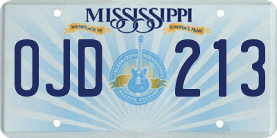 MS license plate OJD213