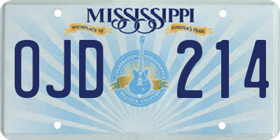 MS license plate OJD214