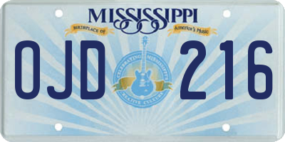 MS license plate OJD216