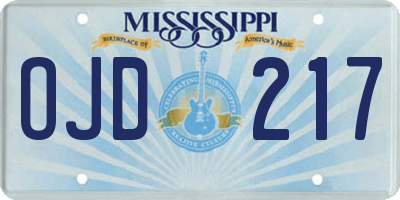 MS license plate OJD217