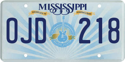 MS license plate OJD218