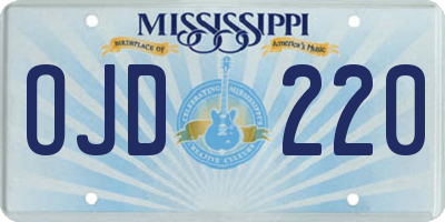 MS license plate OJD220