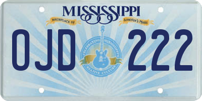 MS license plate OJD222