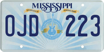 MS license plate OJD223