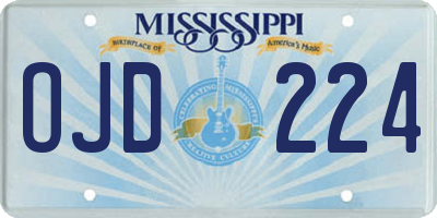 MS license plate OJD224