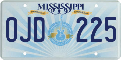 MS license plate OJD225