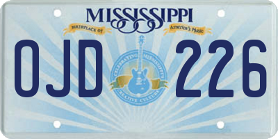 MS license plate OJD226
