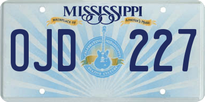 MS license plate OJD227