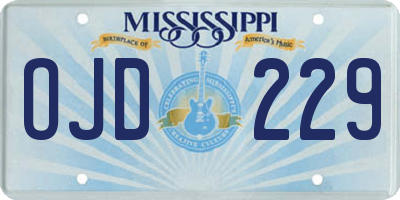 MS license plate OJD229