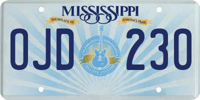 MS license plate OJD230