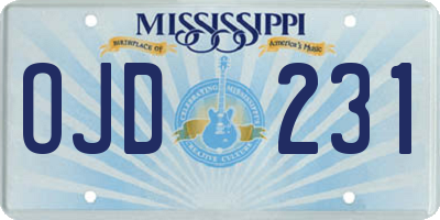 MS license plate OJD231