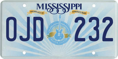 MS license plate OJD232