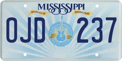 MS license plate OJD237