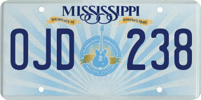 MS license plate OJD238