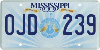 MS license plate OJD239