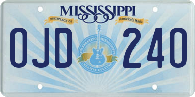 MS license plate OJD240