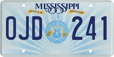 MS license plate OJD241