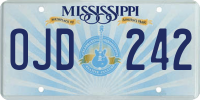 MS license plate OJD242