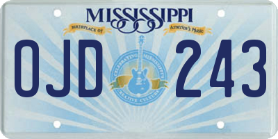 MS license plate OJD243