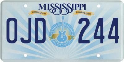 MS license plate OJD244