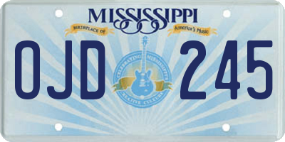 MS license plate OJD245