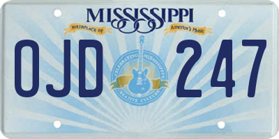 MS license plate OJD247