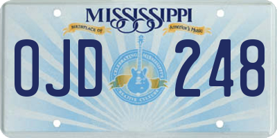 MS license plate OJD248