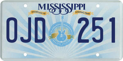 MS license plate OJD251