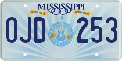 MS license plate OJD253