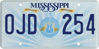 MS license plate OJD254