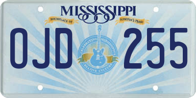 MS license plate OJD255