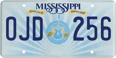 MS license plate OJD256