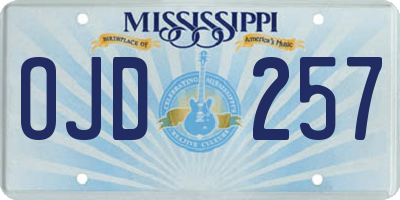 MS license plate OJD257