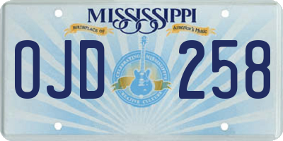 MS license plate OJD258