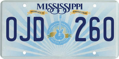 MS license plate OJD260