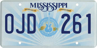 MS license plate OJD261
