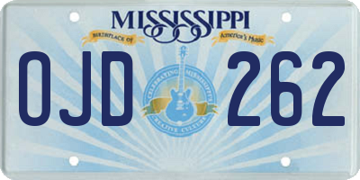 MS license plate OJD262