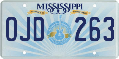 MS license plate OJD263
