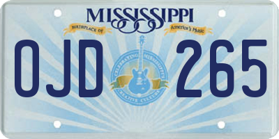 MS license plate OJD265