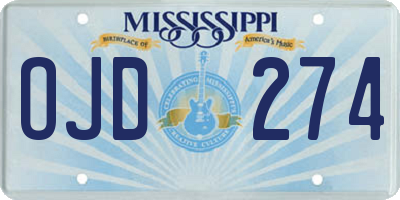 MS license plate OJD274