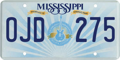 MS license plate OJD275