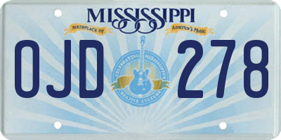 MS license plate OJD278